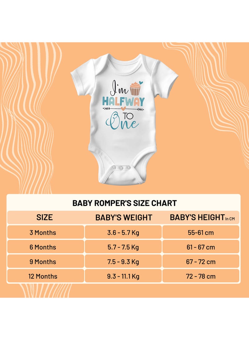 ماتشينج فاميلي اوتفيتس ملابس عائلية متطابقة - بودي سوت نصف عيد ميلاد للرضع - رومبر حديثي الولادة بياقة مغلف - زي لطيف لنصف الطريق إلى عام واحد - جمبسوت قطني ناعم بأكمام قصيرة لبنات وأولاد عمر  أشهر - هدية مريحة وجذابة - Image 4