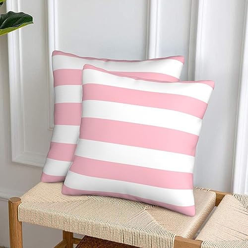 Poream Pink and White Stripes Farmhouse Throw Pillow Covers 18x18 Inch Pillow Case Soft Cushion Pillow Covers Set of 2 for Sofa Bedroom Chair Living Room Home Decorative - Image 3