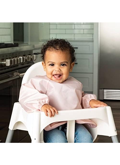 Tiny Twinkle Tiny Twinkle Mess Proof Baby Bib, 2 Pack Long Sleeve Bib Outfit, Waterproof Bibs for Toddlers, Machine Washable, Tug Proof (Rose Burgundy, Small 6-24 Months)  - Image 2