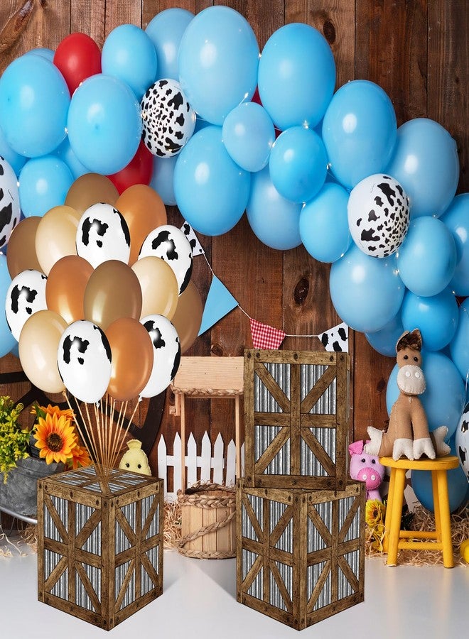 Realspring 16 Pcs Western Cowboy Party Decorations Includes 4 Pcs Wooden Bales Boxes 12 Pcs Cowboy Balloons for Boho Wild West Theme Party Western Farm Birthday Party Baby Shower Supplies - Image 5