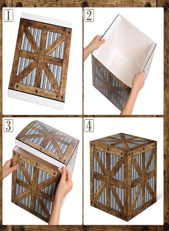 Realspring 16 Pcs Western Cowboy Party Decorations Includes 4 Pcs Wooden Bales Boxes 12 Pcs Cowboy Balloons for Boho Wild West Theme Party Western Farm Birthday Party Baby Shower Supplies - Image 4