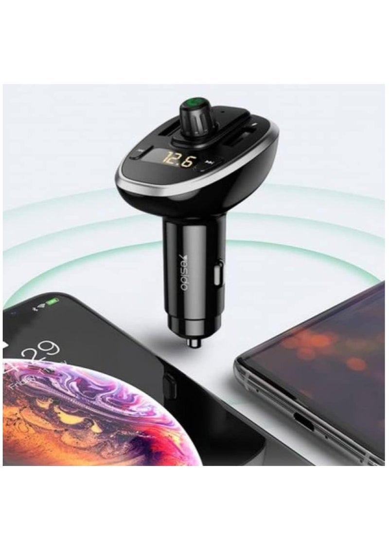 Yesido Premium Car Charger with FM Transmitter and Digital Display Y39 – Dual USB Fast Charging, Bluetooth Connectivity, Hands-Free Calling, RGB Backlit Light, Car Battery Voltage Monitor, Hi-Fi Music Playback, Compatible with iPhone, Android, and More  - Image 2