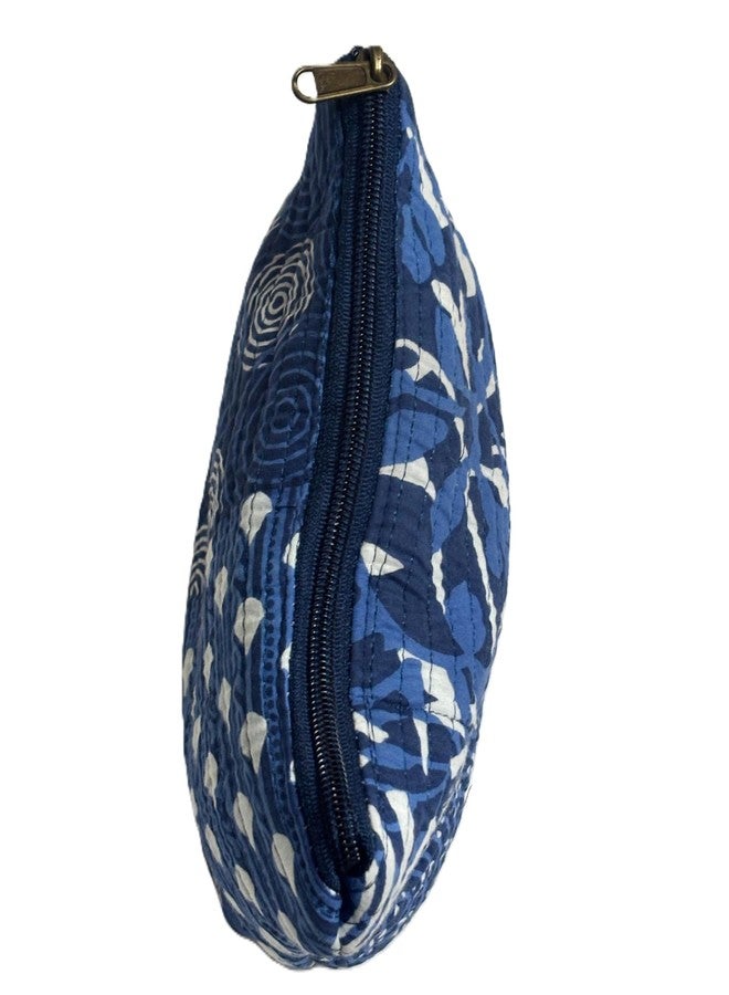 Bumbleberry Set of 1 Jaipur Textiles Multipurpose Quilted Pouch I Travel Organiser Kit I Pure Cotton I Waterproof Inner Linning | Hand-Block Printed I Indigo Blue I Beautiful Abstract Design Pattern - Image 4