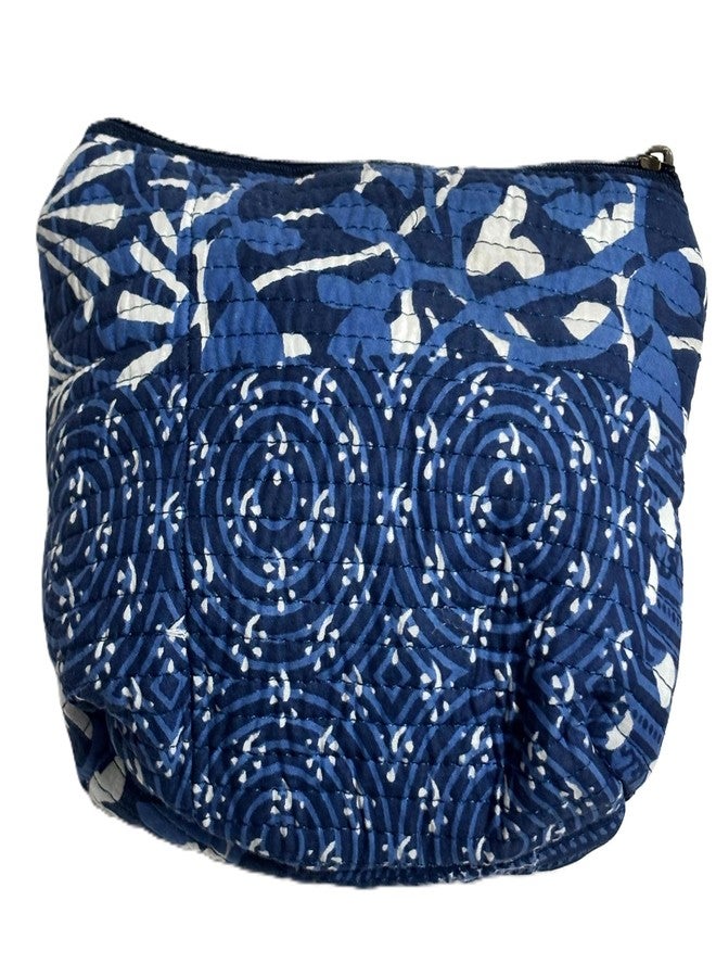 Bumbleberry Set of 1 Jaipur Textiles Multipurpose Quilted Pouch I Travel Organiser Kit I Pure Cotton I Waterproof Inner Linning | Hand-Block Printed I Indigo Blue I Beautiful Abstract Design Pattern - Image 3