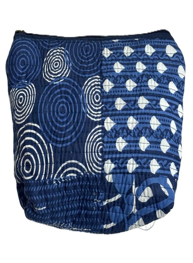 Bumbleberry Set of 1 Jaipur Textiles Multipurpose Quilted Pouch I Travel Organiser Kit I Pure Cotton I Waterproof Inner Linning | Hand-Block Printed I Indigo Blue I Beautiful Abstract Design Pattern - Image 1