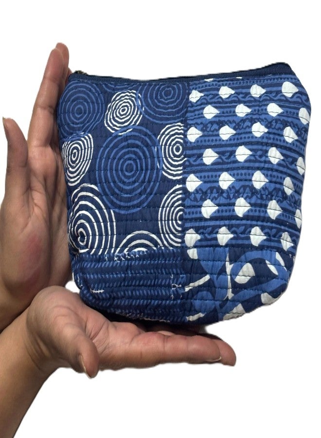 Bumbleberry Set of 1 Jaipur Textiles Multipurpose Quilted Pouch I Travel Organiser Kit I Pure Cotton I Waterproof Inner Linning | Hand-Block Printed I Indigo Blue I Beautiful Abstract Design Pattern - Image 5