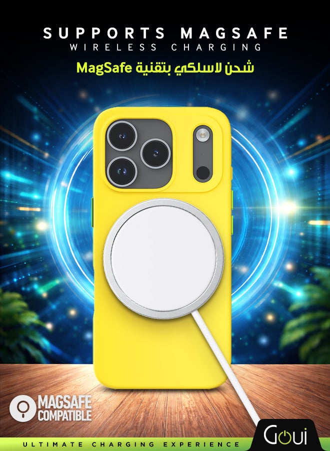 جوي كفر  ايفون 17 برو ماكس | حماية شاملة | متوافق مع MagSafe | يدعم الشحن اللاسلكي | متعدد الألوان | ملمس ناعم | تصميم مغناطيسي للتثبيت أصفر - Image 3
