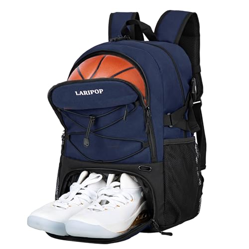 LARIPOP Basketball Bag,Basketball Backpack with Shoe Compartment and Ball Holder,Sport Bags for Soccer,Volleyball,Swim,Gym,Travel,School - Image 1