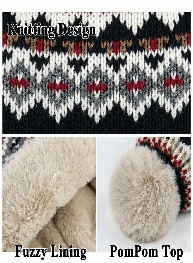 Kejea Winter Women Knit Beanie Hat Ear Flaps Trapper Hat Men Toque Warm, Black, 6 3/4-7 1/2 - Image 2