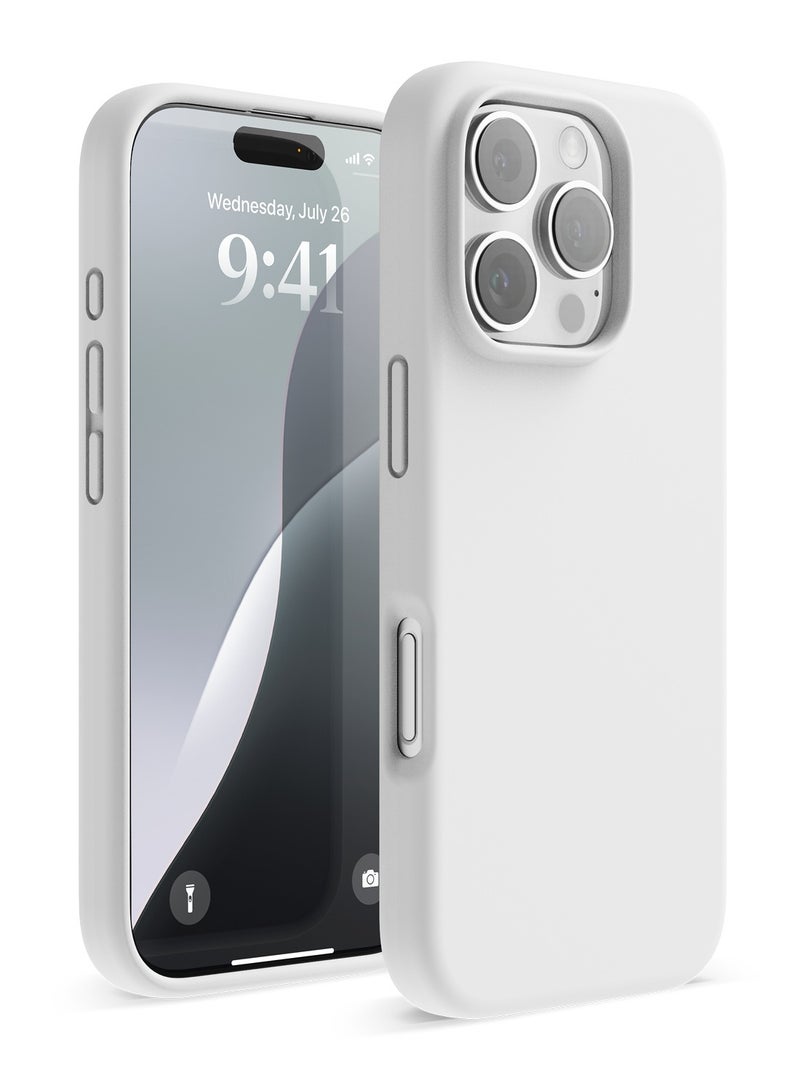 Elago Liquid Silicone for iPhone 16 PRO Case Cover Full Body Protection, Shockproof, Slim, Anti-Scratch Soft Microfiber Lining - White