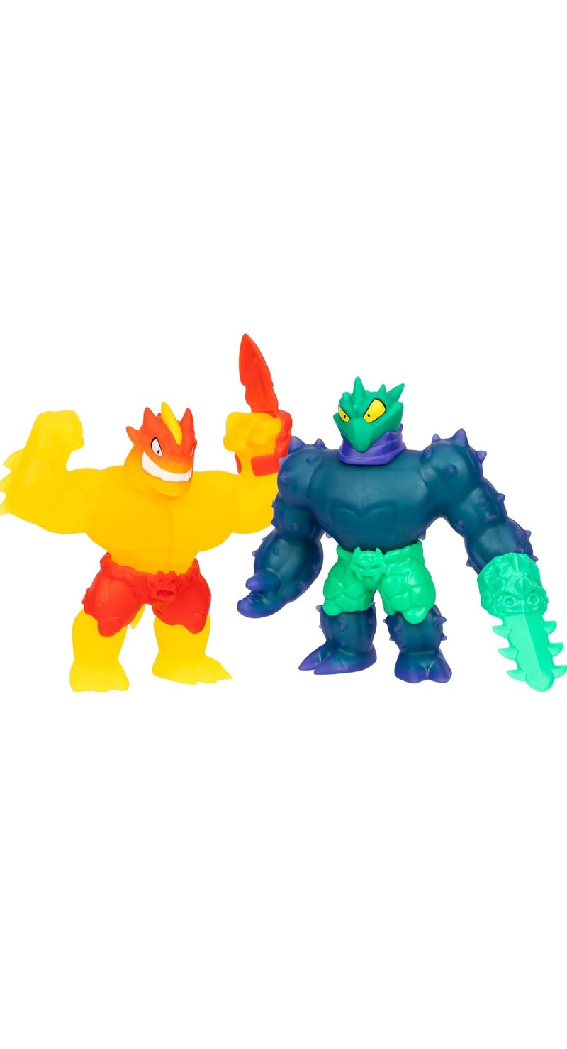GOO JIT ZU Heroes of Goo Jit Zu S13 Meteor Madness Versus Pack: Flame Blazagon Vs Cacticus – Stretchable Action Figures with Goo Filling - Image 3