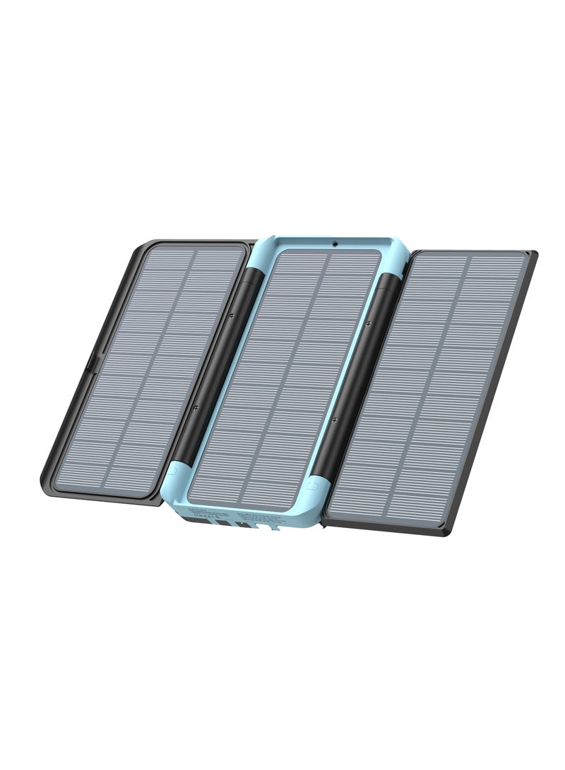 باورولوجي بنك طاقة شمسي بسعة 16000 مللي أمبير مع كابلات مدمجة / شحن سريع PD بقوة 20 واط / 4 كابلات مدمجة / بنك طاقة مزود بمصباح يدوي وشاشة LED / بنك طاقة محمول للتخييم - أسود / أزرق فاتح - Image 2