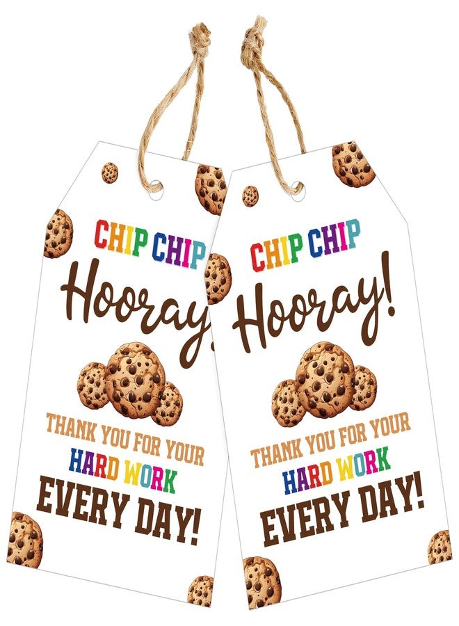 joycraft 50Pcs Cookie Thank You Gift Tags, 3.3x2.1 in Employee Awards Tags with String, Paper Gift Wrapping Labels for Teacher Appreciation, Thank You for Your Hard Work Labels for Office, School - Image 1
