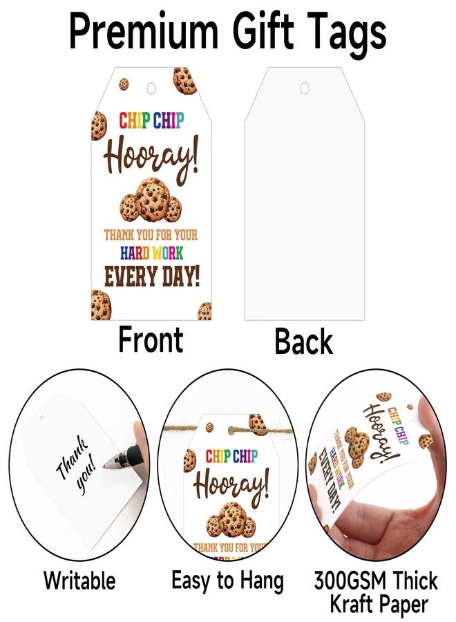 joycraft 50Pcs Cookie Thank You Gift Tags, 3.3x2.1 in Employee Awards Tags with String, Paper Gift Wrapping Labels for Teacher Appreciation, Thank You for Your Hard Work Labels for Office, School - Image 3