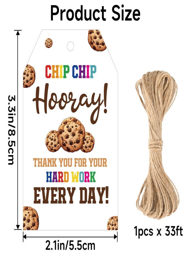 joycraft 50Pcs Cookie Thank You Gift Tags, 3.3x2.1 in Employee Awards Tags with String, Paper Gift Wrapping Labels for Teacher Appreciation, Thank You for Your Hard Work Labels for Office, School - Image 2