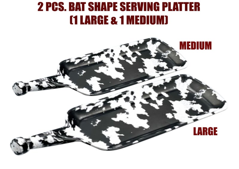 ZIDO Pack of 2 Multipurpose Bat Shape Platter (1 Large & 1 Medium) for All Type of Snacks Like Momos, Spring Roll, Chili Potato, Paneer Tikka, Chaap, Tandoori Items and as Your Wish - Image 3