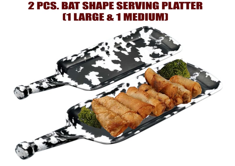 ZIDO Pack of 2 Multipurpose Bat Shape Platter (1 Large & 1 Medium) for All Type of Snacks Like Momos, Spring Roll, Chili Potato, Paneer Tikka, Chaap, Tandoori Items and as Your Wish - Image 5