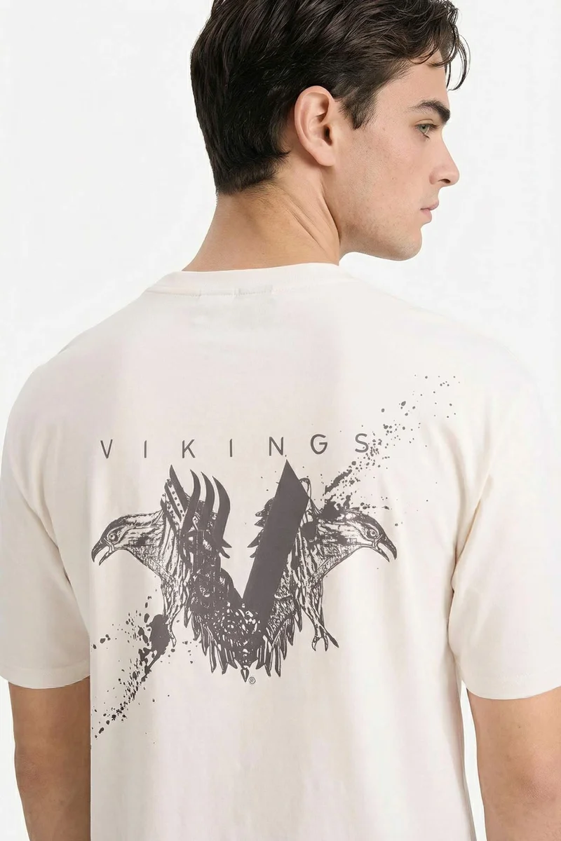 Defacto Vikings Boxy Fit Crew Neck Printed T-Shirt