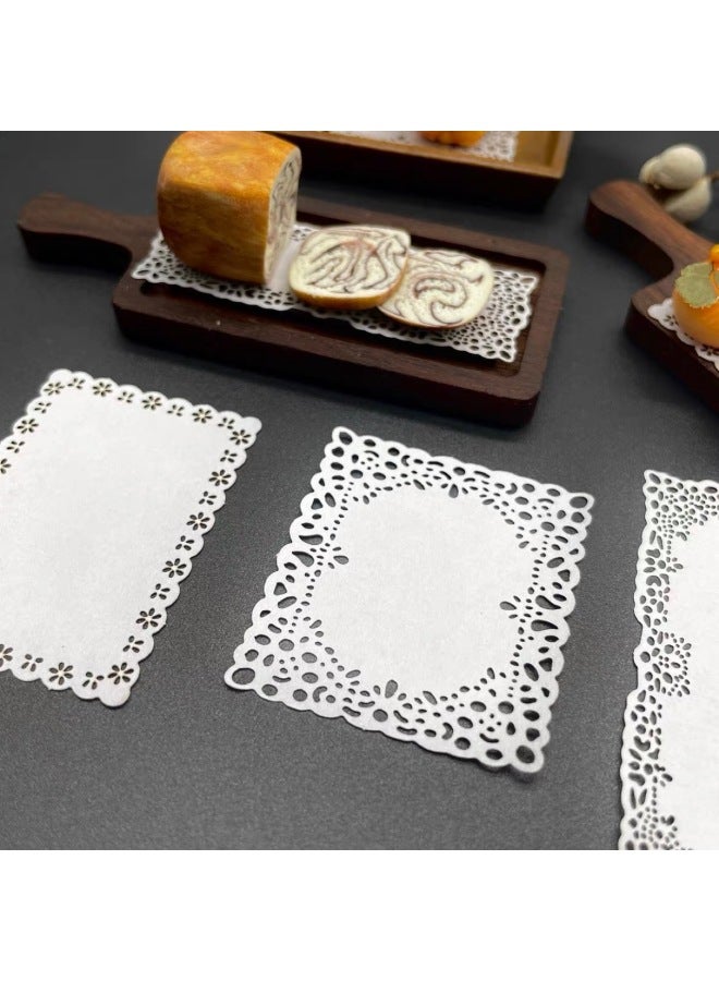 Doll House Cake Paper Pad Food Play Hand Account Decoration Mini Lace Paper Retro Hollow Paper Lace Paper Props Decoration-Color:5.2✖️ 1.9cm  - Image 4