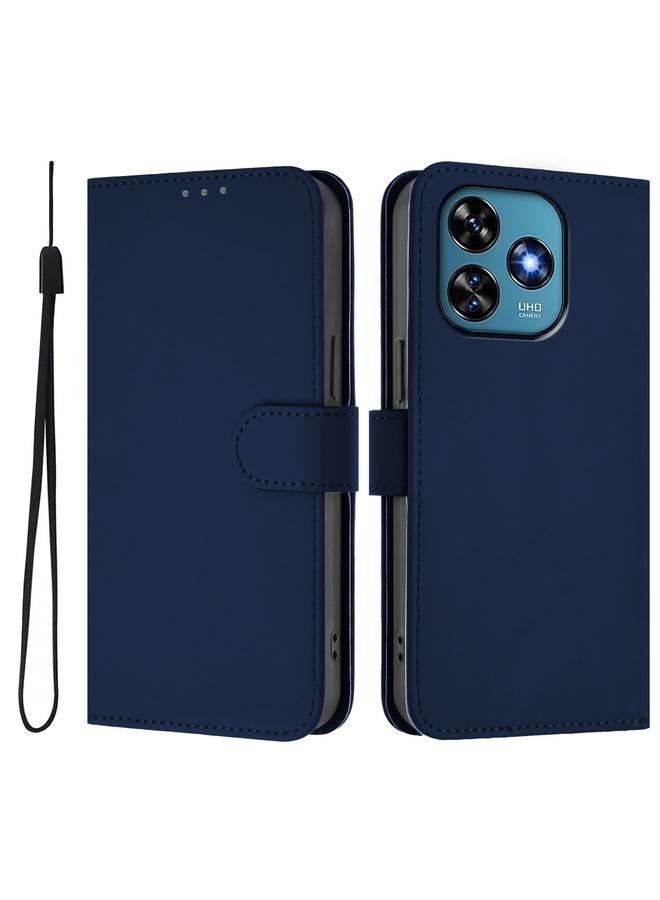 erorex Case For Oukitel C51 Skin Feel Solid Color Leather Phone Case with Lanyard - Image 2