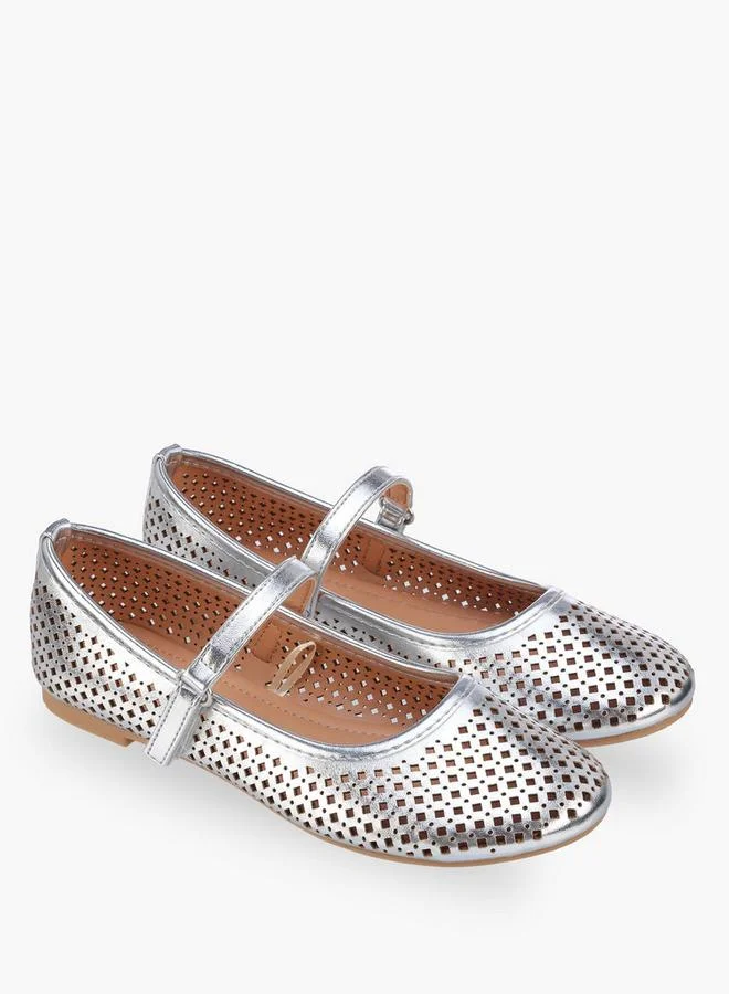 Flora Bella By Shoexpress SILVER Girls Hook & Loop Ballerina Shoes for Women | Best Price UAE