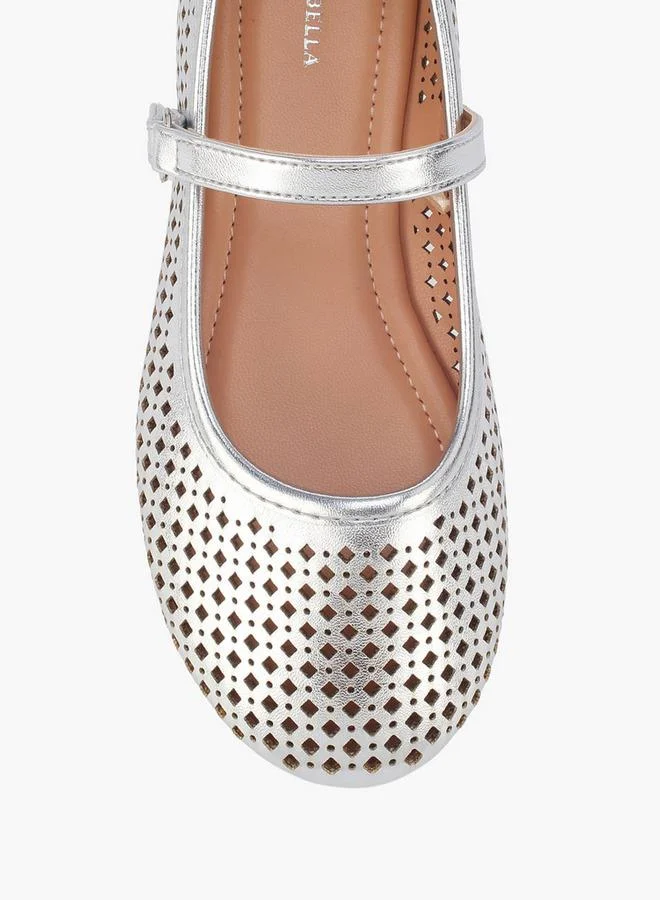 Flora Bella By Shoexpress SILVER Girls Hook & Loop Ballerina Shoes for Women | Best Price UAE
