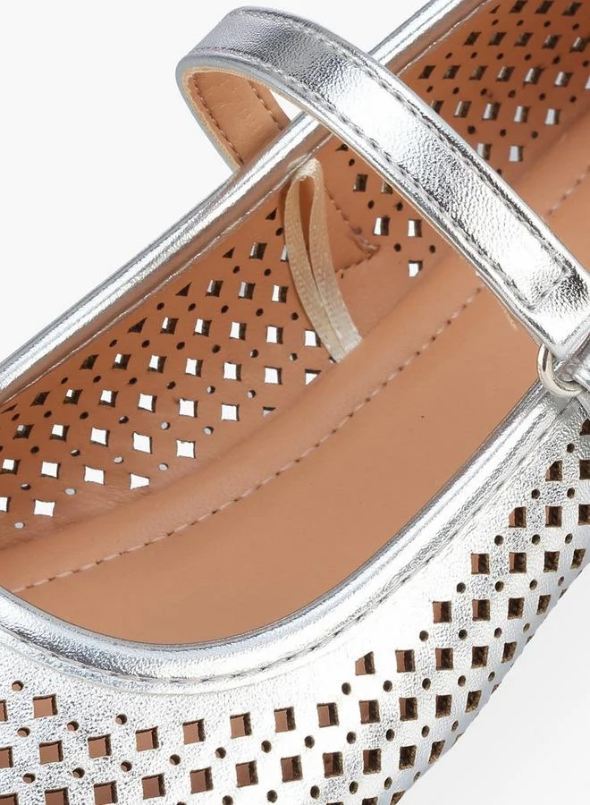 Flora Bella By Shoexpress SILVER Girls Hook & Loop Ballerina Shoes for Women | Best Price UAE