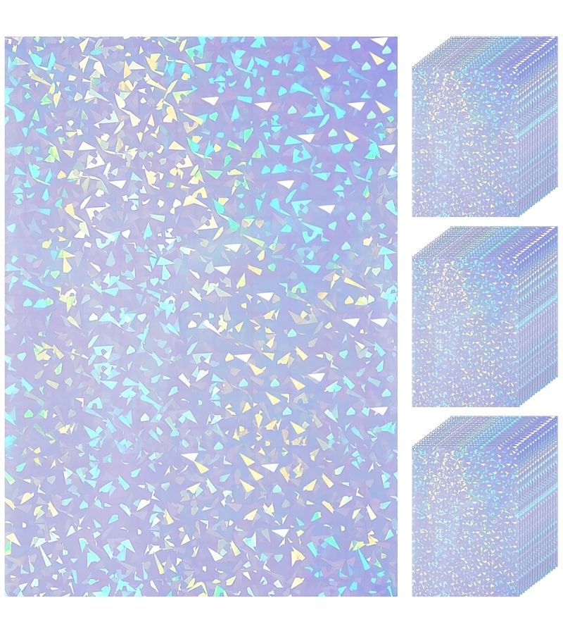 1 Sheet of Printable Holographic Laminated Transparent Glitter A4 Size Vinyl Sticker Paper Rainbow Style Self Adhesive Film for Inkjet Printers Quick Drying Vibrant Colors 11 7 X 8 3 Inches - Image 1