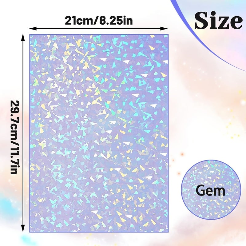 1 Sheet of Printable Holographic Laminated Transparent Glitter A4 Size Vinyl Sticker Paper Rainbow Style Self Adhesive Film for Inkjet Printers Quick Drying Vibrant Colors 11 7 X 8 3 Inches - Image 2