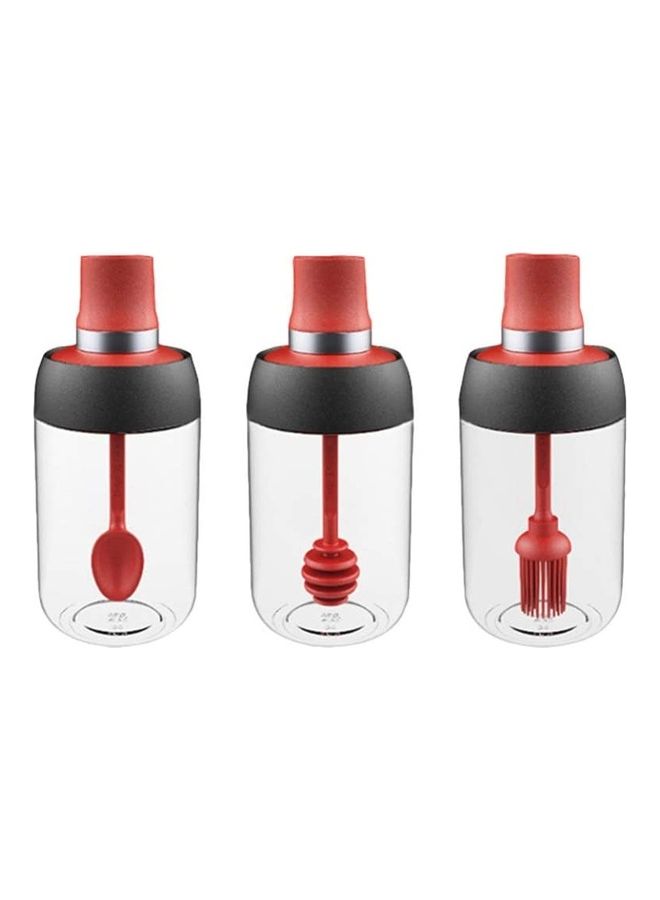 NIBEMINENT 3-Piece Transparent Glass Condiments Jar Multicolour - Image 1