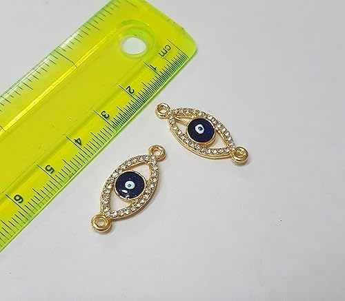 VIGHNESHWAR TRADERS Navy Blue AD Stone Evil Eye Charms Connectors Findings for DIY Necklace Bracelet Jewellery and Rakhi Making 27x11mm 8 PCS - Image 2
