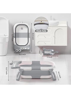 Beauenty Collapsible Baby Bathtub for Newborn with Thermometer & 1 Soft Floating Cushion & Drain Hole, Foldable & Portable Travel Baby Bath Tub for Newborns to Toddlers 0-36 Months Girl (Grey)  - Image 3
