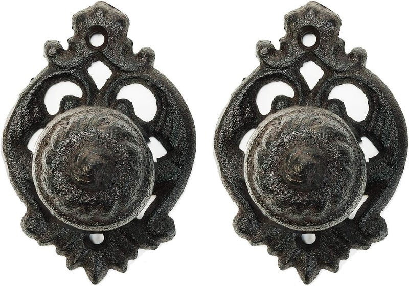 Sungmor 2PC Cast Iron Cabinet Furniture Knobs, Vintage Pretty Drawer Pulls for Closets Dressers, Small Decorative Dummy Handles Pulls, Solid Sturdy Cupboard Wardrobe Left/Right Handed Door Handles - Image 1