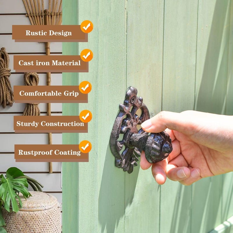 Sungmor 2PC Cast Iron Cabinet Furniture Knobs, Vintage Pretty Drawer Pulls for Closets Dressers, Small Decorative Dummy Handles Pulls, Solid Sturdy Cupboard Wardrobe Left/Right Handed Door Handles - Image 4