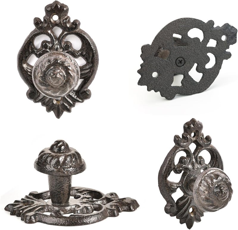 Sungmor 2PC Cast Iron Cabinet Furniture Knobs, Vintage Pretty Drawer Pulls for Closets Dressers, Small Decorative Dummy Handles Pulls, Solid Sturdy Cupboard Wardrobe Left/Right Handed Door Handles - Image 5
