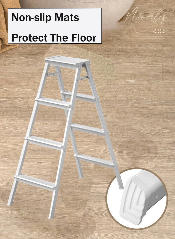 SUNRISE 4 Step Ladder Aluminum Folding Step 4 Steps Stool With Anti Slip Sturdy And Wide Pedal Portable Multi-Use Stepladder For Home And Kitchen Use Space Saving Lightweight Aluminum  - Image 3