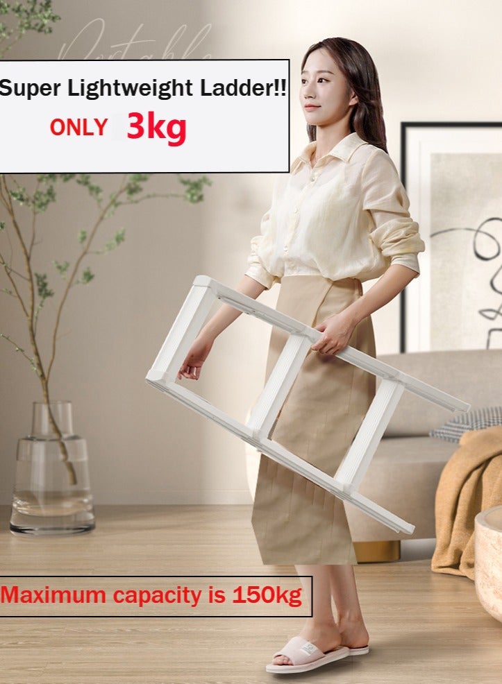 SUNRISE 4 Step Ladder Aluminum Folding Step 4 Steps Stool With Anti Slip Sturdy And Wide Pedal Portable Multi-Use Stepladder For Home And Kitchen Use Space Saving Lightweight Aluminum  - Image 4