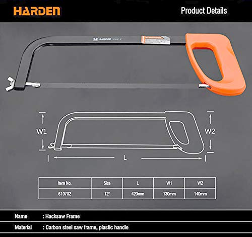 Harden 12 Professional Hacksaw Saw Frame Made Carbon Steel Frame Plastic Handle610702 - Image 2