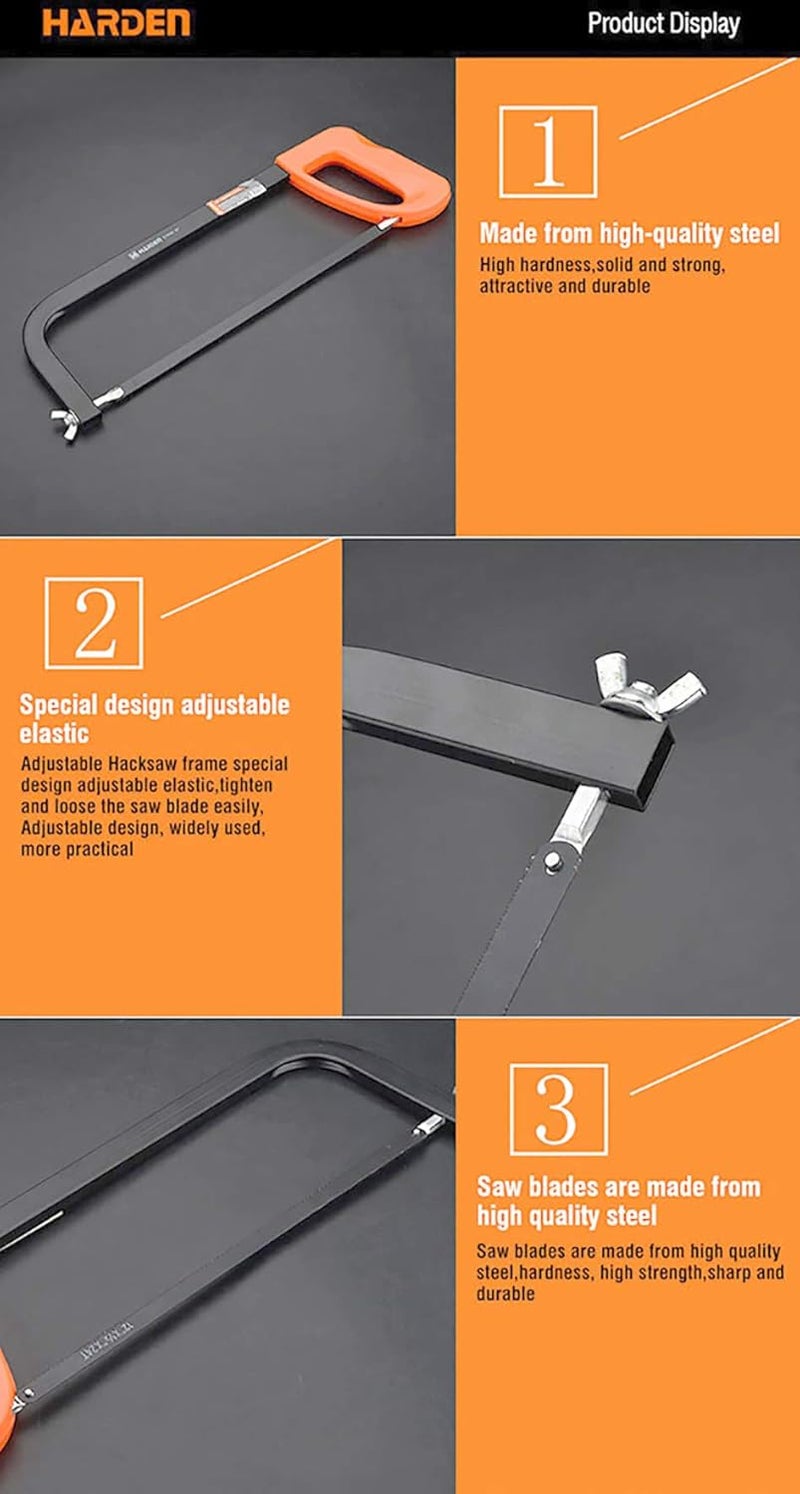 Harden 12 Professional Hacksaw Saw Frame Made Carbon Steel Frame Plastic Handle610702 - Image 3