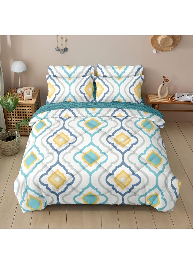 Noon East 6Pcs Comforter | Soft Microfiber Material | Multiple Color | 1 Duvet Cover 160 X 230 Cm, 1 Fitted Sheet 120 X 200 Cm With 30 Cm Deep Pocket, 4 Pillow Cases 50 X 75 Cm | Suitable For Single Size Mattress - Image 1