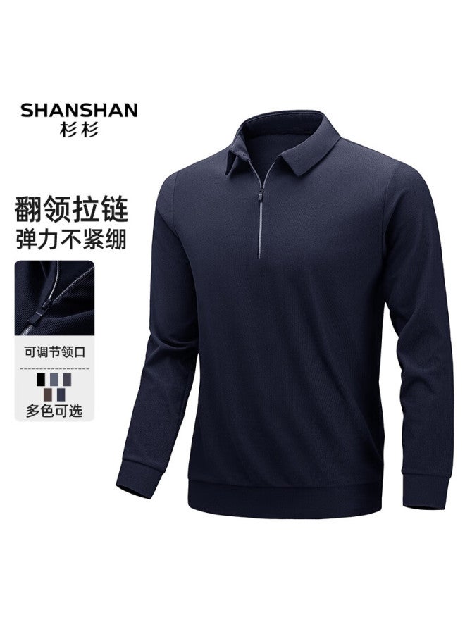Shanshan Men's Long-sleeve T-shirt, Autumn Versatile Casual Polo Shirt, Men's Business Elastic Dad Top - Image 1