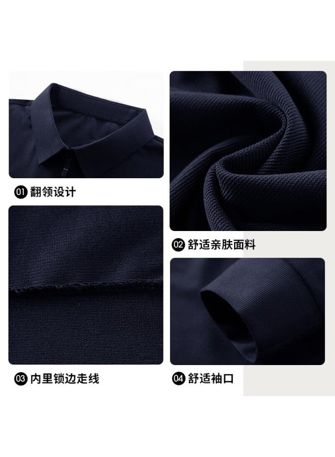 Shanshan Men's Long-sleeve T-shirt, Autumn Versatile Casual Polo Shirt, Men's Business Elastic Dad Top - Image 3