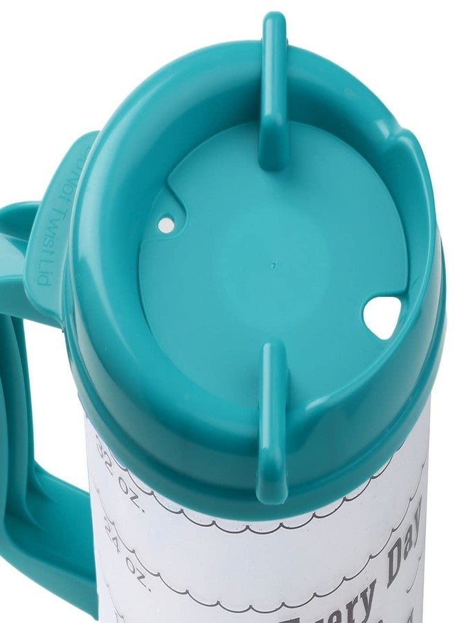 Plum Hill Water Tracking Large Hospital Mug for Daily Intake Measuring Every Day I'm Guzzling - Flexible Straw with Cap, 32 oz Teal with Lid and Handle, Insulated Clear Cup with Ounces Marked - Image 4