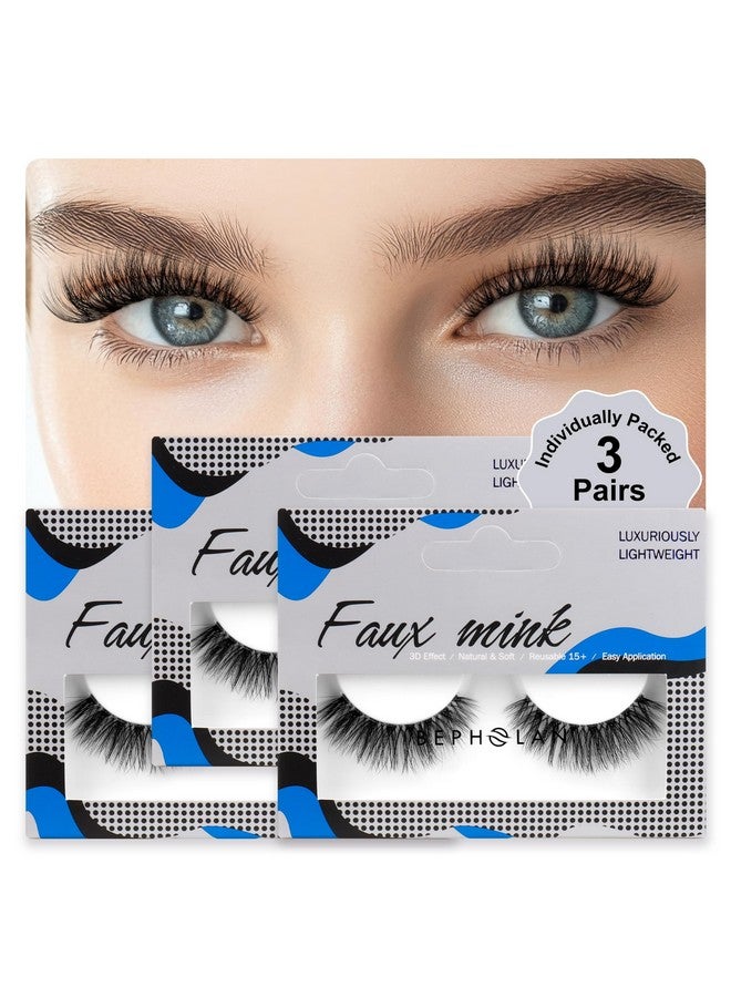 BEPHOLAN S Natural Look False Lashes - Bepholan Fake Eyelashes 5D Super Fluffy False Eyelashes Clear Band Wispy Lashes 3-Pack Faux Mink Lashes,Xmz91 - Image 1