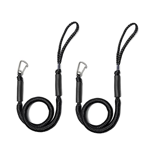 NIUTRIP Bungee Dock Line with Stainless Steel Clip Boat Rope Mooring String with Foam Float for Docking,Kayak,Watercraft,SeaDoo,Jet Ski,Canoe,Pontoon Boat Accessories,4-5.5ft,2 Pack（Black） - Image 1