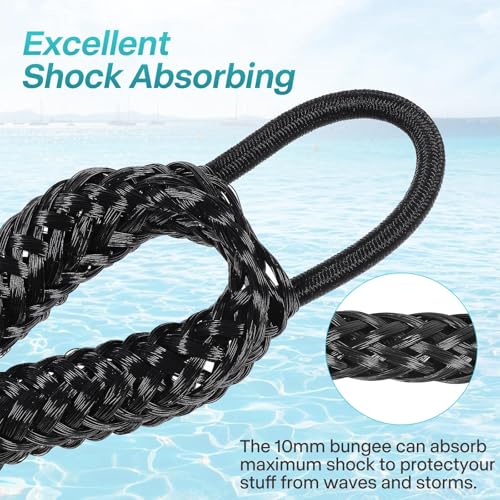 NIUTRIP Bungee Dock Line with Stainless Steel Clip Boat Rope Mooring String with Foam Float for Docking,Kayak,Watercraft,SeaDoo,Jet Ski,Canoe,Pontoon Boat Accessories,4-5.5ft,2 Pack（Black） - Image 3