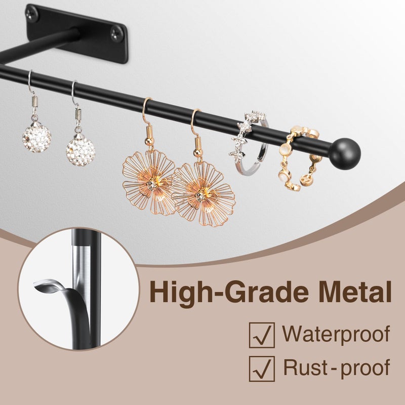 Josmimic Wall Hanging Jewelry Organizer: 12.6'' Necklace Holder for Earring, Bracelet, Rings, Hairband, Glasses, Black 4-Pack, Screws Included - Image 5