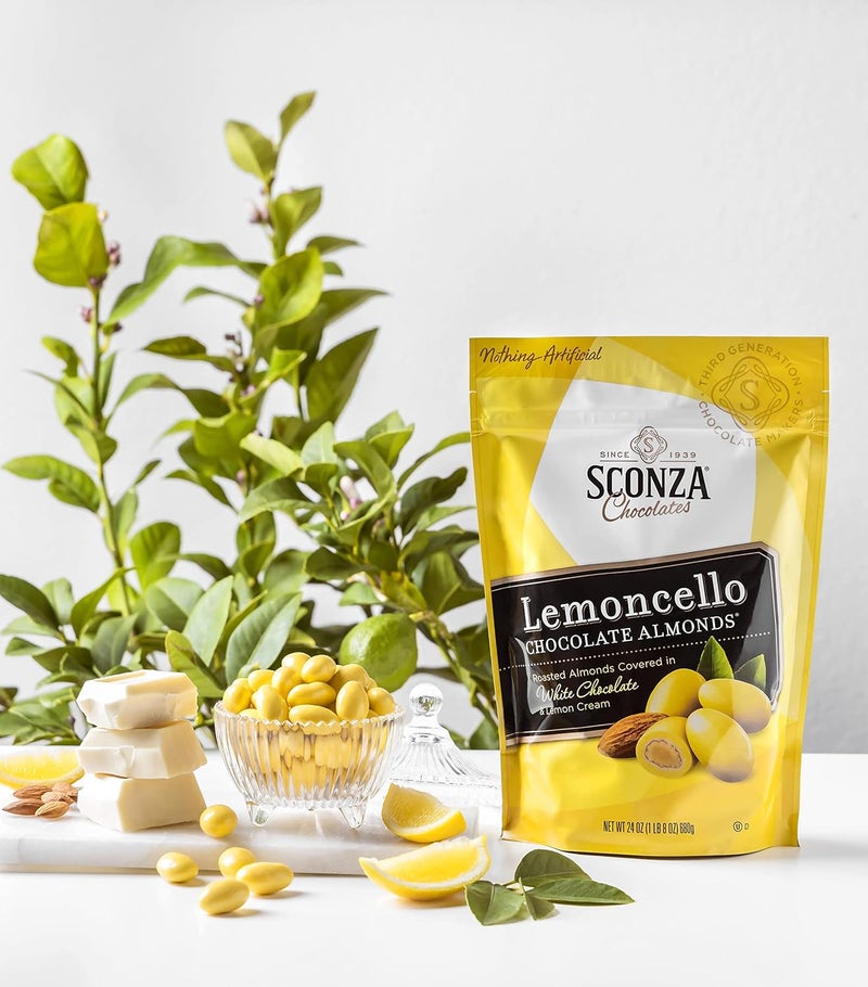 Sconza Lemoncello Chocolate Almonds - Roasted Almonds Covered in White Chocolate & Lemon Cream, 24 Ounce - Image 5