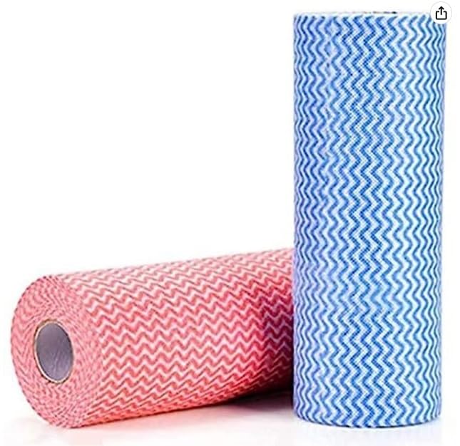 Warmfinity Pack of 2 Multipurpose kitchen roll/Towel roll/Napkins/Washable and Reuseable 80 Pulls each roll (Multicolor) Cleaning Tissue highly absorbent Non Woven - Image 2