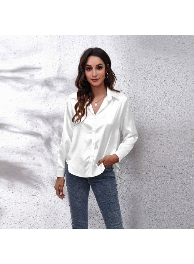 general Women's satin imitation silk long-sleeved blouse - Image 1